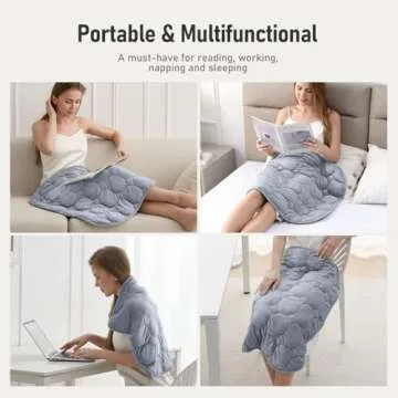 Wemore Weighted Lap Blanket 7lbs for Adults, Small Weighted Blanket for Travel, Calming, Relaxing, Napping and Sleeping, All-Season Weighted Lap Pad, Machine Washable, Light Grey 24x29 inches