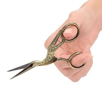 2 Pcs Vintage Stork Shape Sewing Scissors Embroidery Scissors Bronze Stainless Steel Crane Design Sewing Stork Shears Scissors Stork Scissors for DIY Embroidery Crafting Sewing(Bronze)