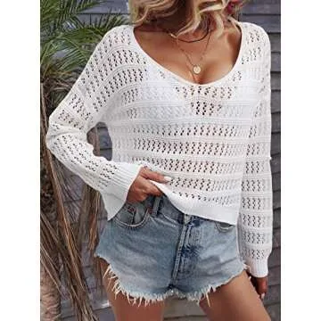 Chic SHENHE Women's Crochet Hollow Out Sweater Top