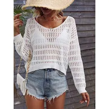 Chic SHENHE Women's Crochet Hollow Out Sweater Top