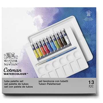 Winsor & Newton Cotman Watercolor Paint Set, 12 Colors Palette Set, 8ml (0.27-oz) Tubes w/ Brush
