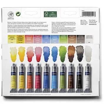 Winsor & Newton Cotman Watercolor Paint Set, 12 Colors Palette Set, 8ml (0.27-oz) Tubes w/ Brush