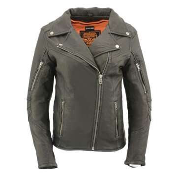 Milwaukee Leather MLL2580 Women's Long Length Beltless Vented Black Leather Jacket - Black / 3X-Large - 3X