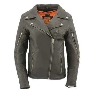 Milwaukee Leather MLL2580 Women's Long Length Beltless Vented Black Leather Jacket - Black / 3X-Large - 3X