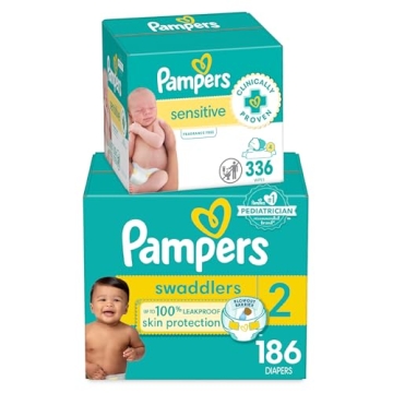 Pampers Swaddlers Size 1 Diapers & Sensitive Wipes Bundle