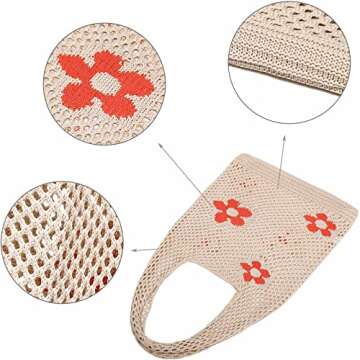 CATMICOO Crochet Beach Bag Tote: Small Knit Bag Summer Shoulder Bag for Vacation