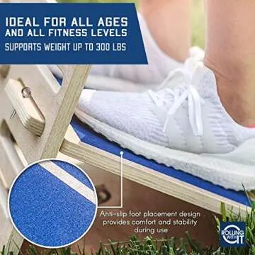 Professional Slant Board for Calf Stretching - Adjustable Wooden Incline Board - Increase Flexibility, Mobility, Pain Relief - Anti-Slip Design - Achilles - Fascia Stretcher - Tight Calves