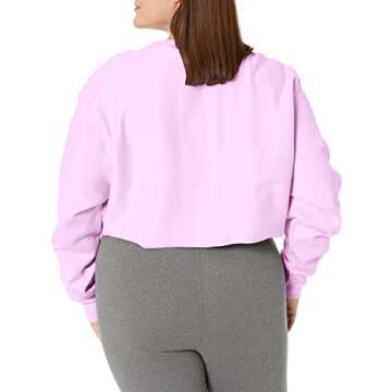 Champion Reverse Weave Cropped Cut Off Crewneck Sweatshirt (Pale Violet Rose, M)