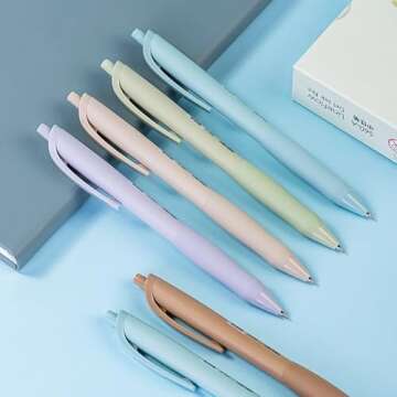 Gel Pens, 5Pcs 0.5mm Retractable Quick Dry Black Ink Fine Point Rolling Ball Gel Pen for School Office Home Supplies, Cute Aesthetic pens for Journaling Note Taking, Gifts for Women and Men Teachers