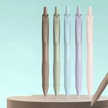 Gel Pens, 5Pcs 0.5mm Retractable Quick Dry Black Ink Fine Point Rolling Ball Gel Pen for School Office Home Supplies, Cute Aesthetic pens for Journaling Note Taking, Gifts for Women and Men Teachers