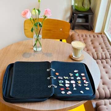 Mi Ya Mi Lai 6 Pages Pin Books For Collectors, Enamel Pin Display Pages Pin Carrying Case, Travel Brooch Pins Display Bag(Not Include any Accessories)