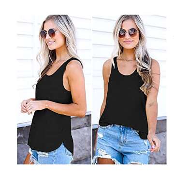 Chic Women Sleeveless Summer Tunic - Stylish Solid Black Tank Top