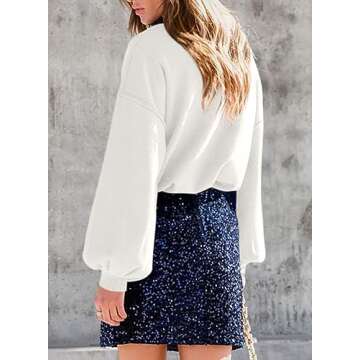 Dokotoo Women's Turtleneck High Neck 2023 Fall Tunic Fashion Outfits Clothes Long Lantern Sleeve Cozy Knit Sweater Casual Loose Pullover Jumper Tops White Small