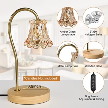 Candle Warmer Lamp with Dimmable Timer and Light Bulbs