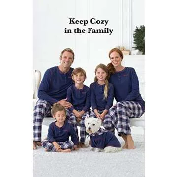 PajamaGram Christmas Pajamas For Family - Matching Family Pajamas, Navy, Kids 14
