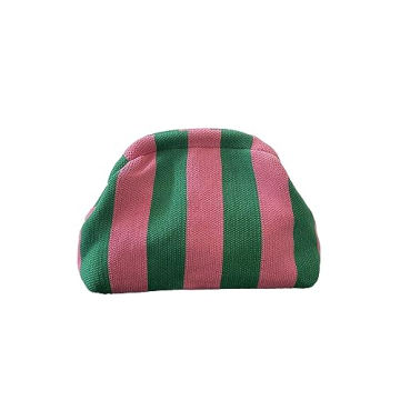 Verdusa Women's Colorblock Clutch Handbags Casual Crochet Bag Small Purse Green and Pink one-size