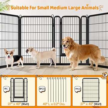 Yaheetech Dog Playpen Outdoor 40 inch 16 Panels Indoor Dog Fence Metal Dog Pen Heavy Duty Pet Exercise Pen for RV/Camping/Garden