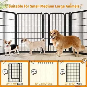 Yaheetech Dog Playpen Outdoor 40 inch 16 Panels Indoor Dog Fence Metal Dog Pen Heavy Duty Pet Exercise Pen for RV/Camping/Garden