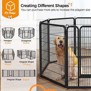 Yaheetech Dog Playpen Outdoor 40 inch 16 Panels Indoor Dog Fence Metal Dog Pen Heavy Duty Pet Exercise Pen for RV/Camping/Garden