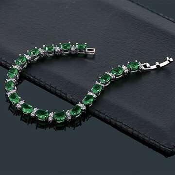 Gem Stone King 20.00 Ct Gorgeous Oval and Round 7 Inch Sparkling Cubic Zirconia CZ Tennis Bracelet For Women