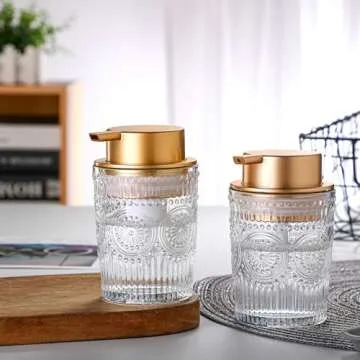 MKLZ 8 Oz Glass Foam Soap Dispenser with Gold Pump