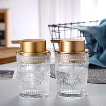 MKLZ 8 Oz Glass Foam Soap Dispenser with Gold Pump