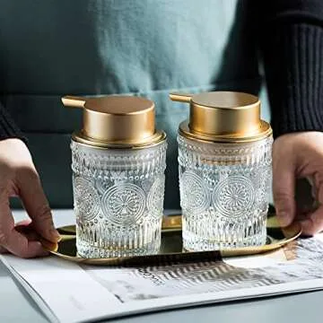 MKLZ 8 Oz Glass Foam Soap Dispenser with Gold Pump