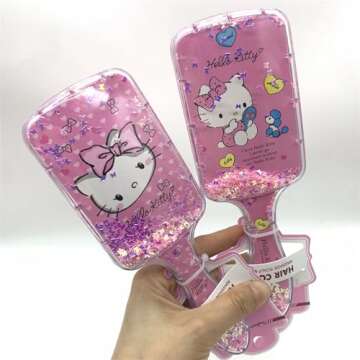 Thcbme Cute Hair Brush for Women & Girls, Glide Through Tangles with Ease for Thick Curly Thin Long Short Wet & Dry Hair (Bling Pink)