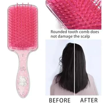Thcbme Cute Hair Brush for Women & Girls, Glide Through Tangles with Ease for Thick Curly Thin Long Short Wet & Dry Hair (Bling Pink)