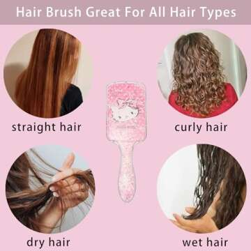 Thcbme Cute Hair Brush for Women & Girls, Glide Through Tangles with Ease for Thick Curly Thin Long Short Wet & Dry Hair (Bling Pink)