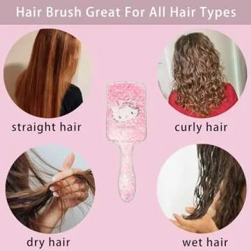Thcbme Cute Hair Brush for Women & Girls, Glide Through Tangles with Ease for Thick Curly Thin Long Short Wet & Dry Hair (Bling Pink)