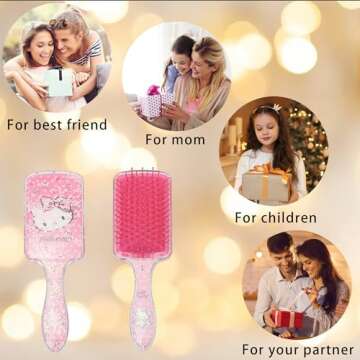 Thcbme Cute Hair Brush for Women & Girls, Glide Through Tangles with Ease for Thick Curly Thin Long Short Wet & Dry Hair (Bling Pink)