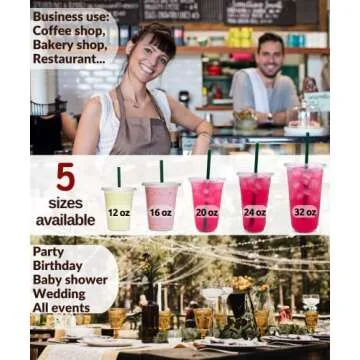 Aatriet [100 Sets] 24 oz Clear Plastic Cups with Lids and STRAWS, Disposable Party Cups for To Go Iced Coffee Cold Drinks, Smoothie, Juice, Parfait, Frappuccino, Milkshake. No Leaking Fruit Cup