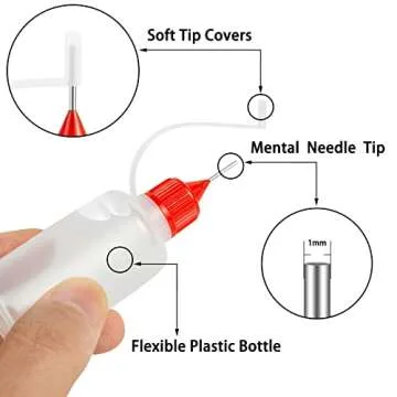 YEAJOIN 18PCS Precision Needle Tip Glue Applicator Bottles, 6 Color 30ML/1 OZ Fine Needle Tip Squeez...