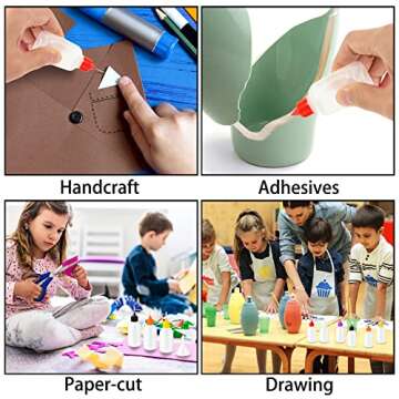 YEAJOIN 18PCS Precision Needle Tip Glue Applicator Bottles, 6 Color 30ML/1 OZ Fine Needle Tip Squeeze Bottle with Mini Funnel for DIY Paint Paper Quilling Craft Glue Ink Liquid Acrylic Painting