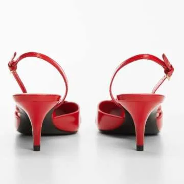 VOLEECE Women's Slingback Kitten Heels Buckle Strap Work Pumps Pointed Toe Slip On Comfortable Dress Shoes Red