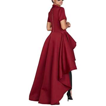 Kearia Women Ruffle High Low Asymmetrical Turtleneck Tops Blouse Shirt Dress