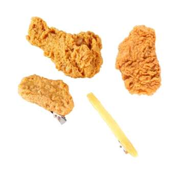 4pcs Imitation Fried Chicken Nuggets Wings Leg French Fries Hair Clips Accessories,Creative Simulati...