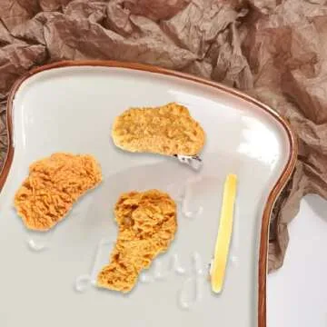 4pcs Imitation Fried Chicken Nuggets Wings Leg French Fries Hair Clips Accessories,Creative Simulation Food Hairpins for Women Girls Gifts, Photograph Props for Party Favors