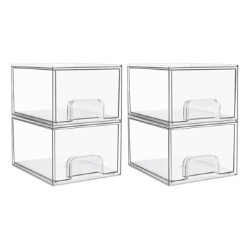Vtopmart Clear Stackable Storage Drawers - 4 Pack