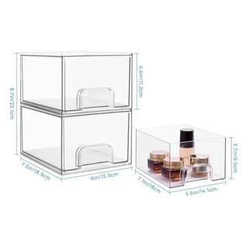 Vtopmart Clear Stackable Storage Drawers - 4 Pack