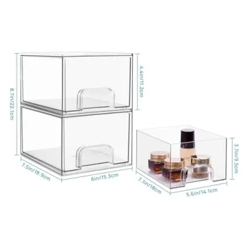 Vtopmart Clear Stackable Storage Drawers - 4 Pack