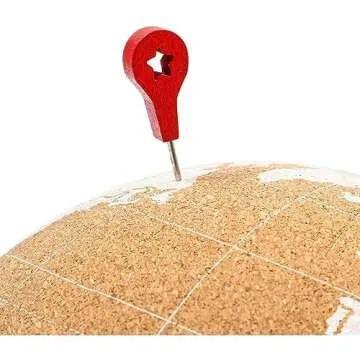 Juvale Mini Cork Globe, 6 Push Pins, Educational World Map for Desktop (5.9 x 7.87 Inch)