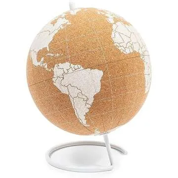 Juvale Mini Cork Globe, 6 Push Pins, Educational World Map for Desktop (5.9 x 7.87 Inch)