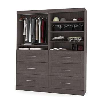 Bestar Wardrobe Closet Organizer System 72-inch with Drawers for Bedroom, Entryway, Pur Collection, Modern, White