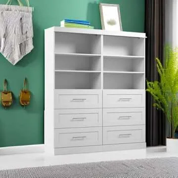 Bestar Wardrobe Closet Organizer System 72-inch with Drawers for Bedroom, Entryway, Pur Collection, Modern, White