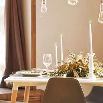 LampLust Flameless Taper Candles, Realistic 3D Flame with Wick, 11 Inch, 4 Pack, WhiteReal Wax, Flickering Flameless Candle LED, Remote & Batteries Included, Home Decor, Mantel & Wedding Centerpieces