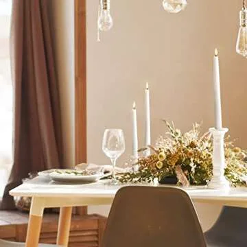 LampLust Flameless Taper Candles, Realistic 3D Flame with Wick, 11 Inch, 4 Pack, WhiteReal Wax, Flickering Flameless Candle LED, Remote & Batteries Included, Home Decor, Mantel & Wedding Centerpieces