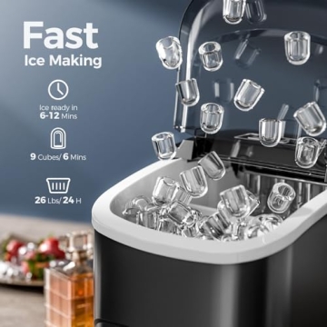 Electactic Ice Maker - 26Lbs/24H Portable & Self-Cleaning
