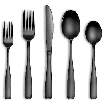 20-Piece Black Silverware Set Stainless Steel Dishwasher Safe